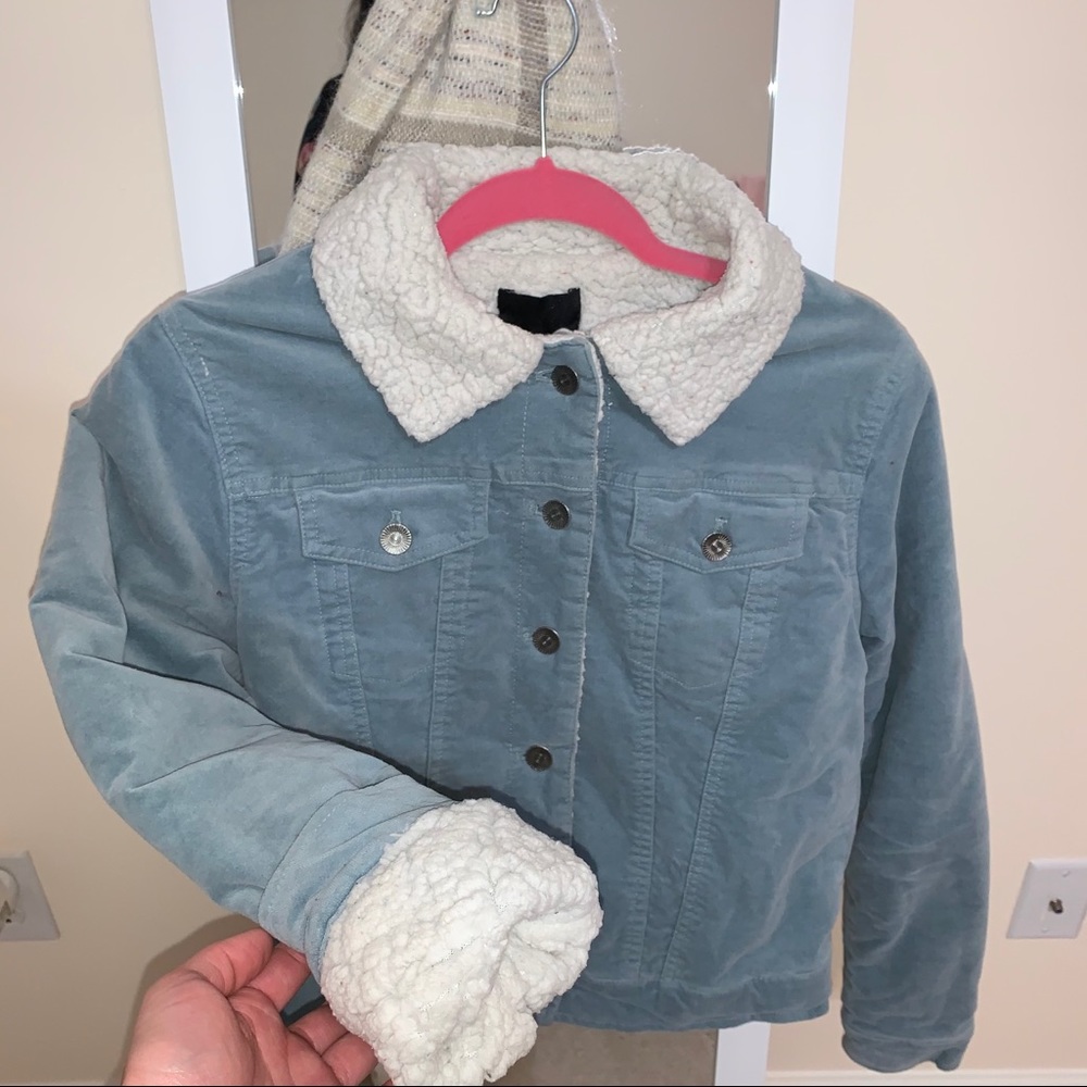 Forever 21 Blue Sherpa Puffy Jacket